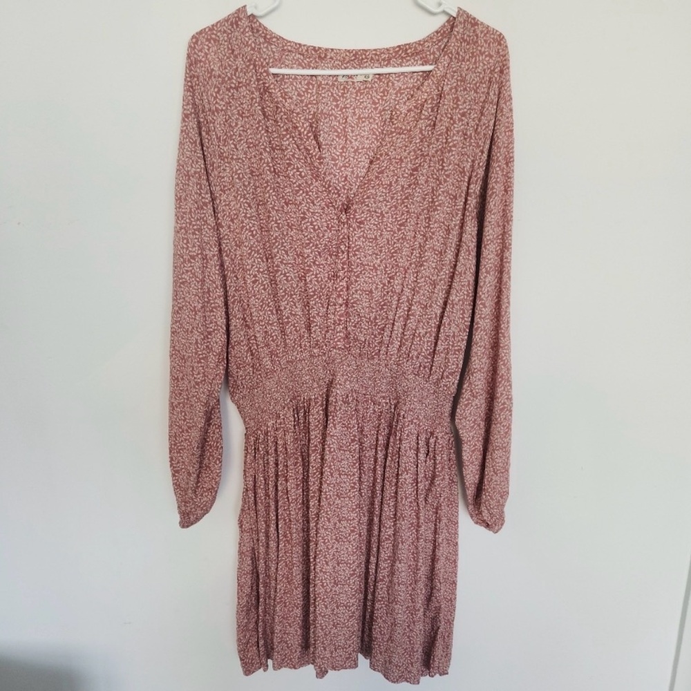 Faherty Montara Leaf Batik Long Sleeve Dress XL - Picture 2 of 5